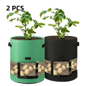 2-Pack 7/10 Gallon Grow Bags, Semi-Transparent Vegetable Planting Bags, Reusable Eco-Friendly Garden Pots