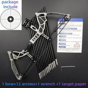 Mini Compound Bow and Arrow Set with 12 Arrows & Target Stainless Steel Archery Practice Kit for Kids & Adults Small Bow for Shooting Hunting Outdoor Fun Game Gift Compact Design for Precision Shooting & Easy Handling - Ideal for Beginners Game Toy