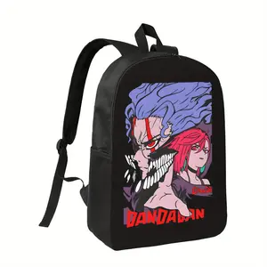 Dandadan Anime Momo Unisex Lightweight Backpack - Stylish Black Polyester with Vibrant Character Print, Adjustable Shoulder Straps, Zipper Closure, Perfect for Daily Commute & Casual Outings, Anime Backpack
