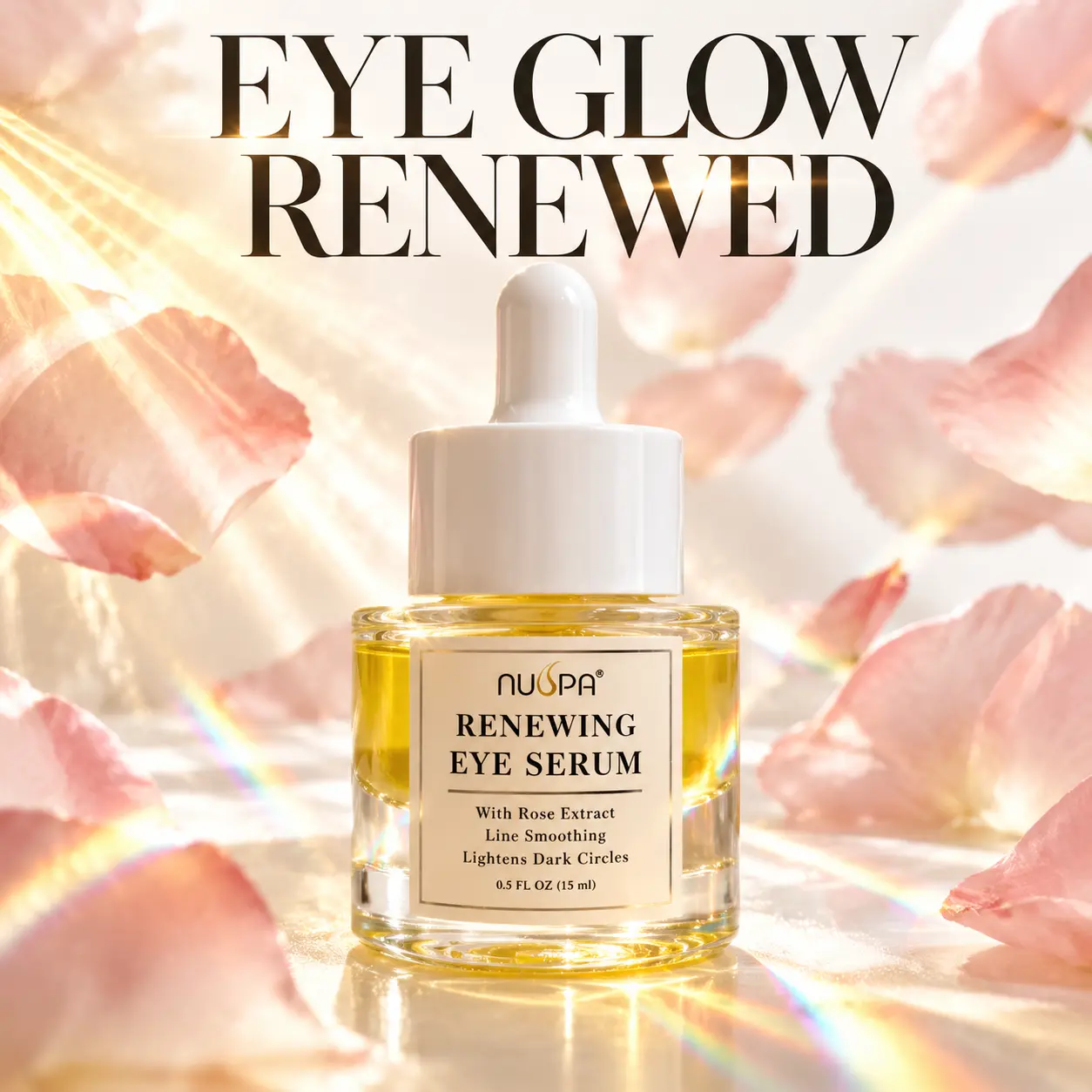 Renewing Eye Serum with Rose Extract & Argan Oil - Waterless Concentrated Under Eye Oil for Dark Circles, Firming, and Line Smoothing - Professional Botanical Formula Designed in USA - 0.5 fl oz (15ml)