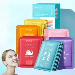 30pcs/box Moisturizing facial mask gift box set, Face Mask Sheet, 5pcs Snails facial mask, 5pcs Retinol facial mask, 5pcs Turmeric facial mask, 5pcs Vitamin C facial mask, 5pcs Nicotinamide facial mask, 5pcs Hyaluronic acid facial mask