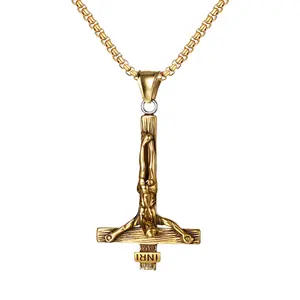 OIDEA Men's Gothic Stainless Steel Upside Down Cross Pendant Necklace - Male Amulet for Religious Fashion Accessories, Cross & Crucifix Motif Necklaces, Cross Necklaces summerwins