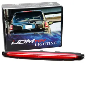 iJDMTOY Black-Out Smoked Lens Full LED Strip High Mount Third Brake Light Assembly For Chevrolet 2002-2009 Trailblazer, GMC Envoy, Buick Rainier, etc