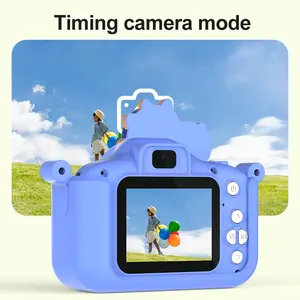 Children's Toy Camera, HD Digital Camera, Features a dinosaur silicone case, 400mAh rechargeable battery, 2.0-inch HD screen, 1080P dual HD cameras, perfect for family selfies and video recording, ideal as a Christmas/birthday gift
