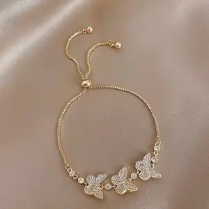 Gold Butterfly Bracelet with Elegant Design and Delicate Chain