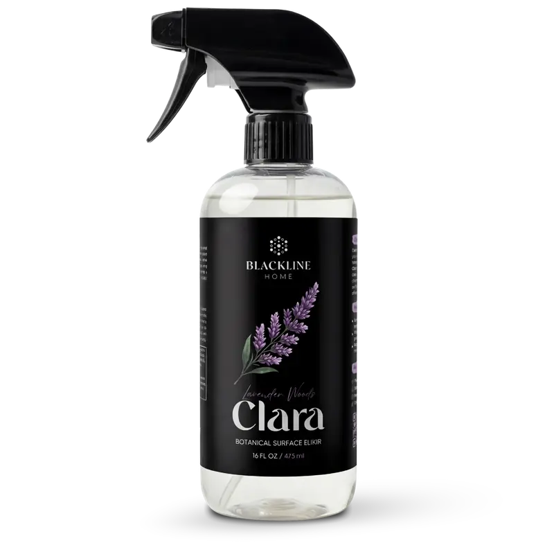BLACKLINE Clara Multi-Purpose Active Spray Liquid Cleaner - Plant-Based Botanical-Forward Formula, Naturally Derived, Biodegradable, Streak-Free, Residue-Free, Eucalyptus/Lavender/Citrus Scents, Stainless Steel Fingerprint Lift, Living Areas Daily Care