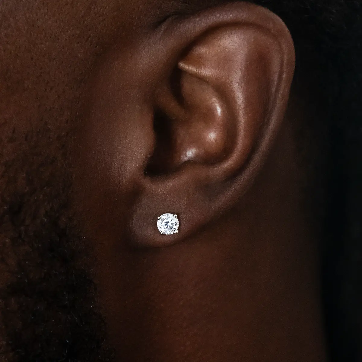 5mm Round Cut Diamond Stud Earrings 18k White Gold Plated - Lifetime Guarantee, Perfect Gift