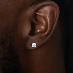 5mm Round Cut Diamond Stud Earrings 18k White Gold Plated - Lifetime Guarantee, Perfect Gift