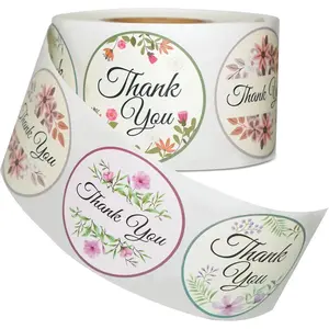 500pcs Thank You Stickers 2 inch Round, Classic Flower Waterproof Floral Stickers for Packaging, Thank You for Supporting My Small Business, Easy to Peel Off