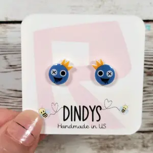 blue rainbow friends stud earrings