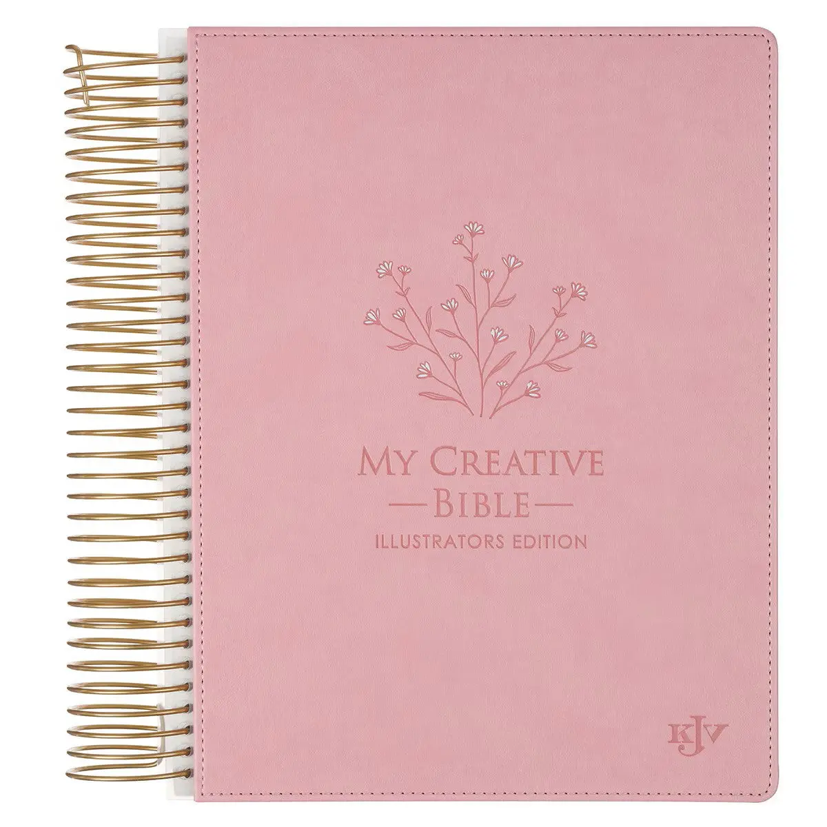 Pink Faux Leather Hardcover Floral Christian Religion Journal - Illustrators Edition with Illustrations, Hard Binding, 2.5-In Wide Margins, 4 Back Creative Work Pages for Moms, Office Stationery Notebook with Design Elements