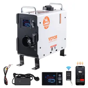VEVOR 2KW Diesel Air Heater, Upgraded 110V Adapter & CO Alarm, 12-24V All in One Diesel Air Heater, with Bluetooth APP/Remote Control and Display Screen, Fast Heating Portable Diesel Heater for Vehicles and Outdoors