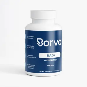 Borvo NAD+ 900mg Supplement with Quercetin & Resveratrol for Cellular Energy & Metabolic Health 60 Capsules