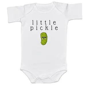 Little Pickle Bodysuit Cute Funny Pickle One Piece Sweatshirt Romper Vegan Infant Shower Shirt (0-6 Months, little pickle-Short Sleeve Romper)