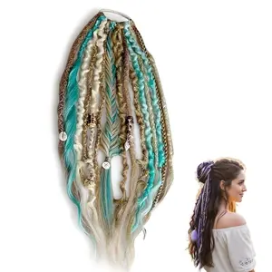 Boho Elastic Ponytail Extension Set, Beaded Shell Braids, Boho Box Braids, Easy 1 Minute Clip-In, Perfect for Holidays Travel Casual