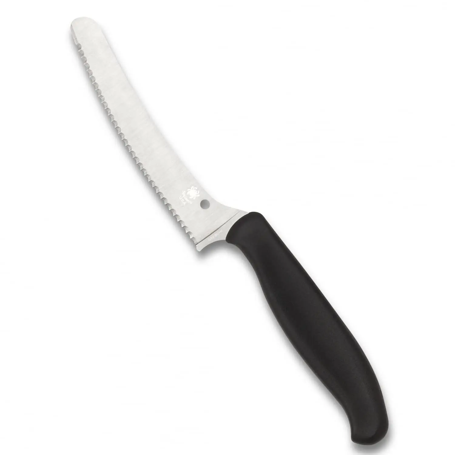 Spyderco Z-Cut Z-Shaped Knife - 4.3" Safety Tip Serrated Edge Blade, CTS BD1N Steel, Offset Handle for Daily Kitchen Tasks, Knives