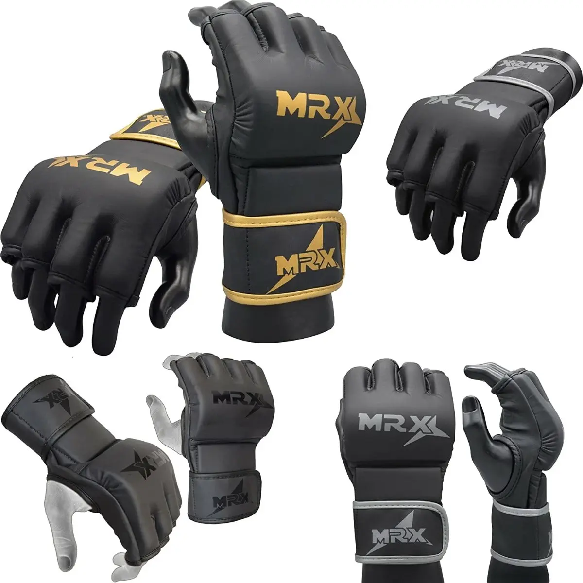 MRX BOXING & FITNESS Men's MMA Grappling Mitts for Cage Fighting & Martial Arts Training, Open Palm with Tri-Slab PC3 Padding & Adjustable Wrist Wrap, Sizes S, Large, XL, Boxing Gear, Durable, 6 In, Glove Boxing, Male Gloves, Mma Style Boxing, Boxing Glov