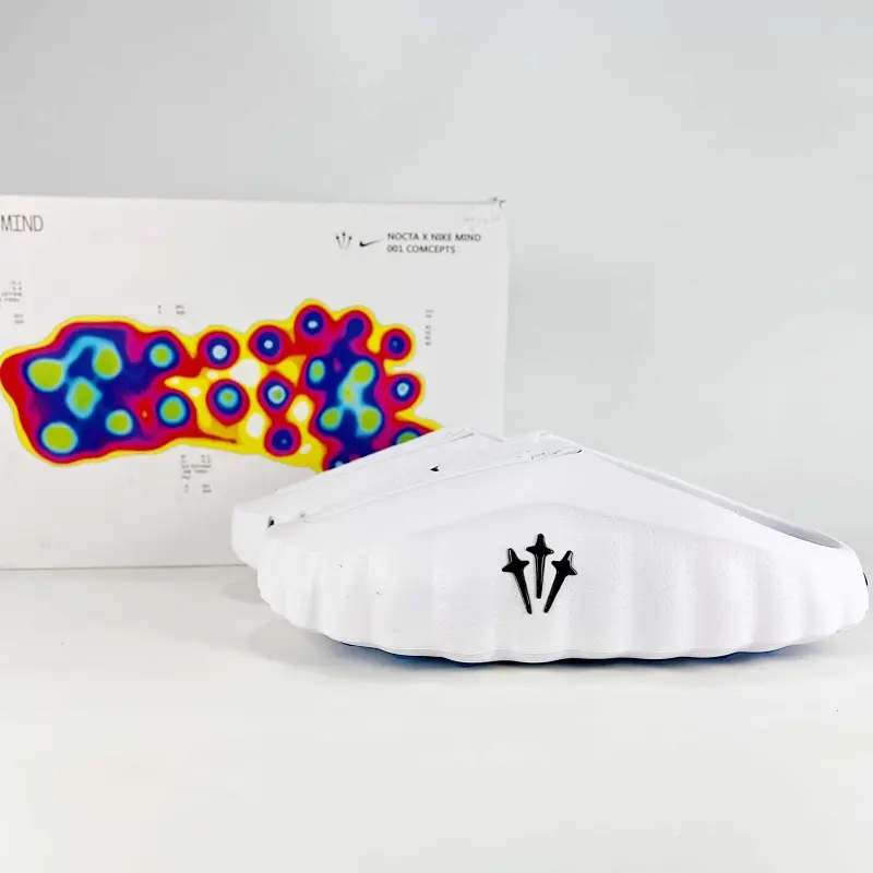 White One-piece Molding EVA Slides, 3D Trident Print Wave Platform Sole Indoor Outdoor Couple Anti-slip Trend Casual Sandals