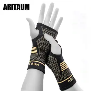 ARITAUM Copper Compression Arthritis Gloves | Fingerless Arthritis Carpal Tunnel Pain Relief Gloves For Men & Women | Hand Support Wrist Brace For Rheumatoid, Tendonitis, Swelling, Crocheting, Typing