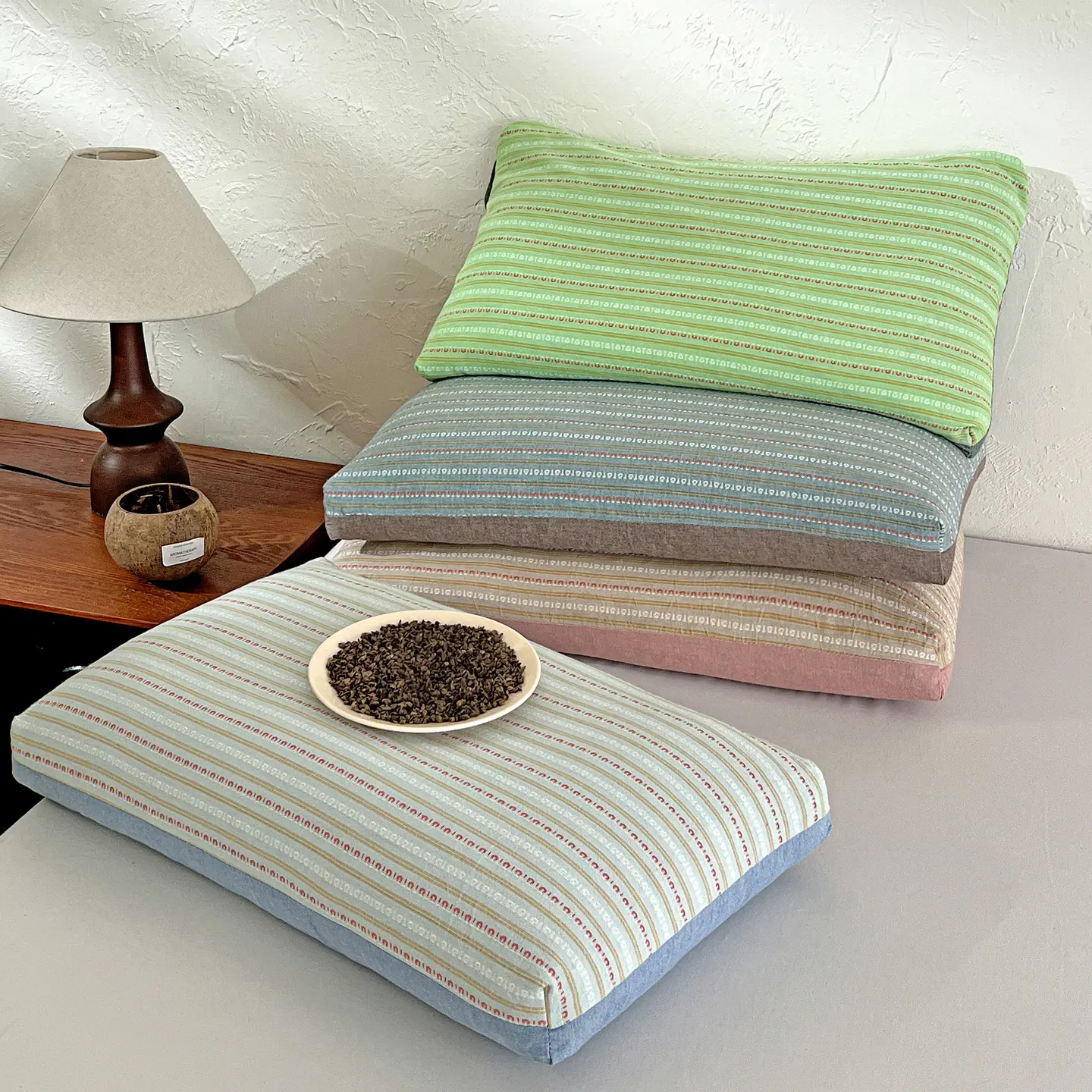 20×40 Inch Removable & Washable Buckwheat Hull Pillow for Adults, Breathable Striped Cotton Buckwheat Pillow Core, Neck Support Sleep‑Aid Bed Pillow for Home Use