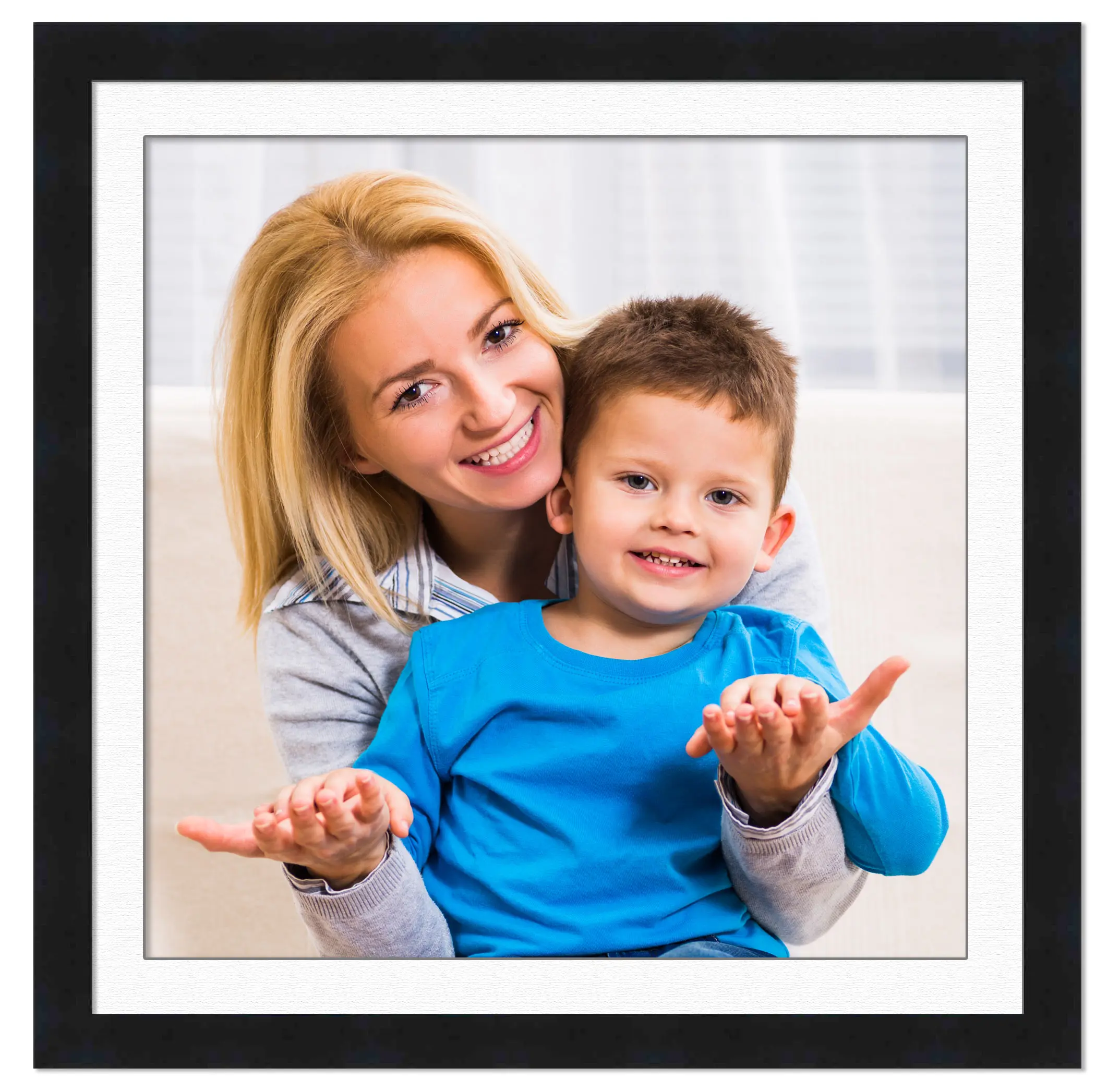 22x22 Frame with Mat - Black 26x26 Frame Wood Made to Display Print or Poster Measuring 22 x 22 Inches with White Photo Mat