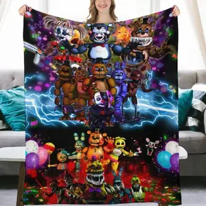Soft Funny Throw Blanket Five Nights at Freddys printed flannel plush throw blanket, super soft and comfortable for living room, office, bedroom, travel and camping Halloween gift DreamyDwell Textiles
