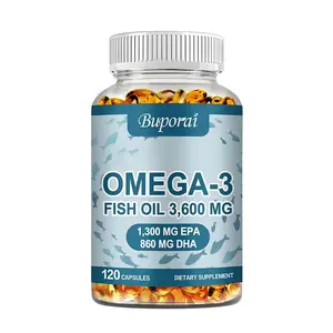 Buporai - Triple Strength Omega 3 Fish Oil - 3600 mg - Contains EPA & DHA and Omega 3 Fatty Acids - Premium Essential Fatty Acids - Supports Healthy Joints, Eyes, Brain, Immune System - 120 Capsules