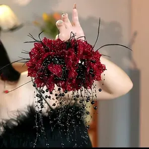 New High-End Luxury Exquisite Versatile Fashionable Retro Hong Kong Style Shiny Flower Temperament White Hairpin Shark Home Clip for Women Updo Beaded Hair Accessory