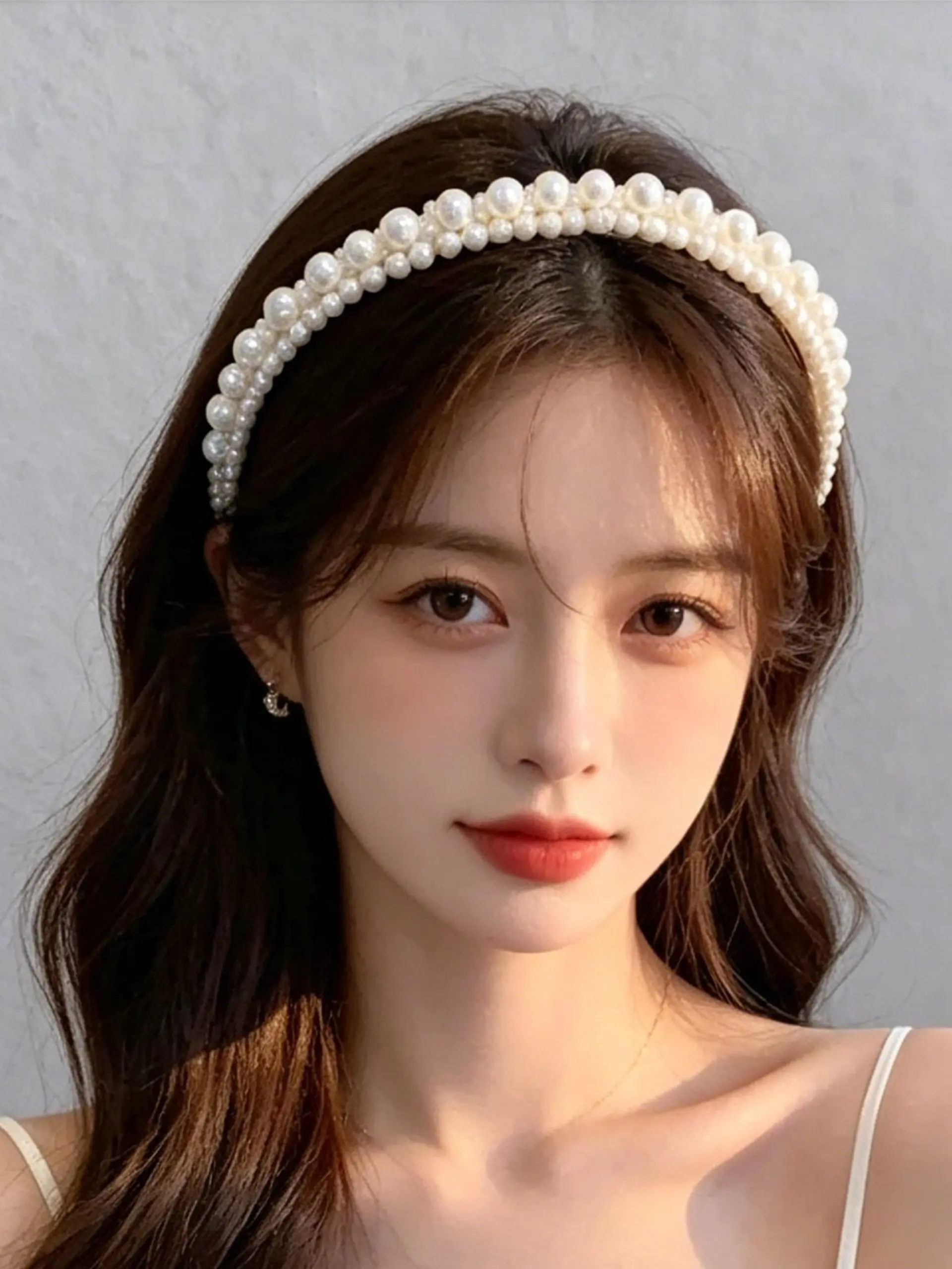 Elegant Double Row Graduated Pearl Headband, Base Hair Hoop, Non-Slip Hair Band for Weddings, Proms, Formal Events, Daily Use
