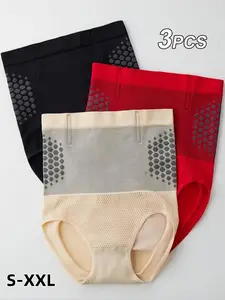 3-Pack High-Waisted Postpartum Belly Control Briefs, Panties, Antibacterial Breathable Triangle Pants, Waist Cinch Underwear for Women