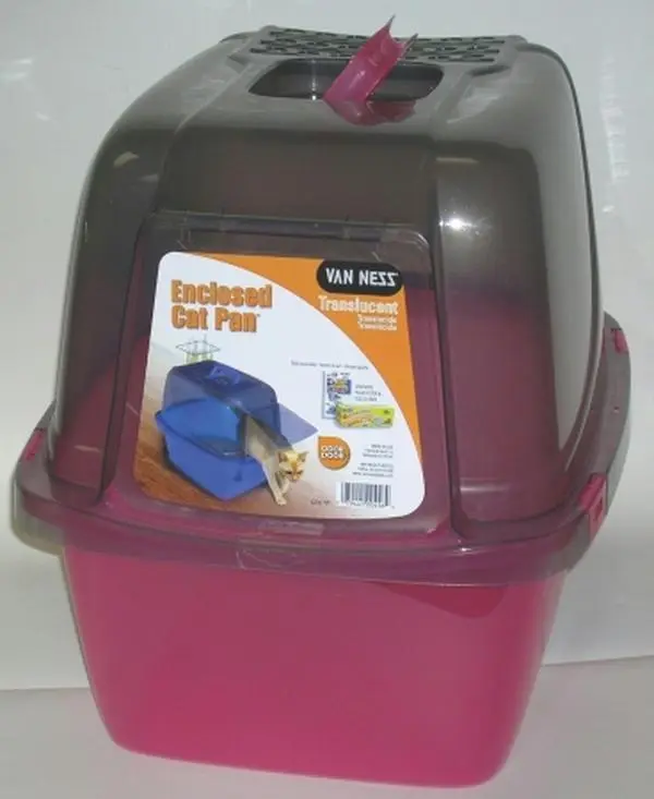 212 MAIN Enclosed Translucent Large Cat Litter Box, Van Ness Plastic Molding CP6TR Model, Assorted Styles, Translucent Material