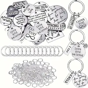 260 pieces of inspirational keychain charm, batch inspirational word charm, and various DIY necklaces and bracelets with open jump keychains
