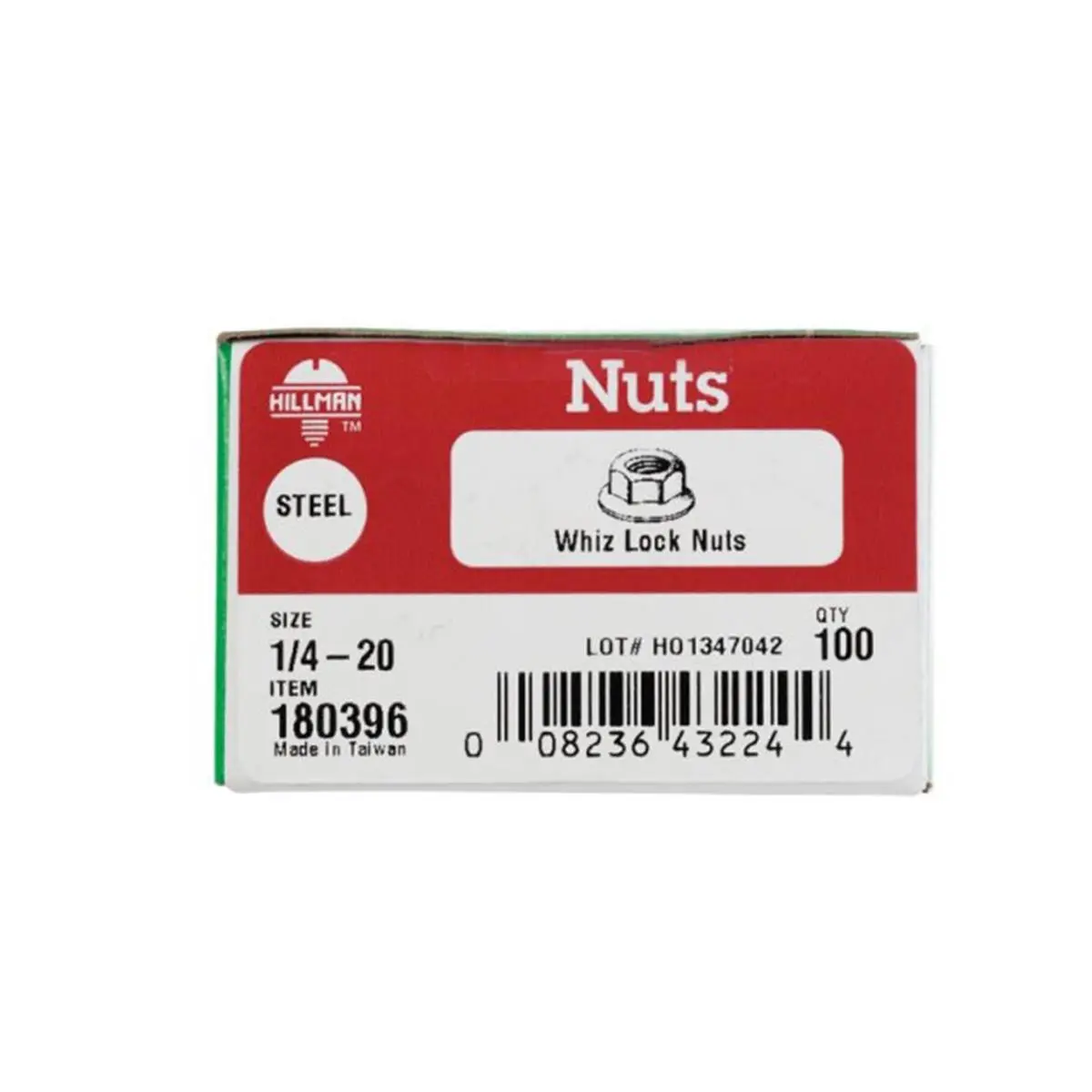Hillman 212 MAIN USS Standard Coarse Thread Zinc Steel Whiz Lock Nuts, 0.25-20 in., Box of 100 for Sailing Water Sports