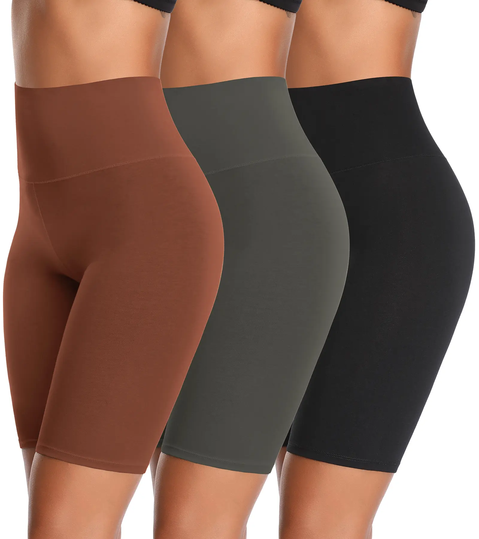 Women's Underwear Shorts, 3 Pack Plain Cotton Biker Shorts, High Waisted Knee-Length for Anti-Chafing & Sports, Underwear For Women, Smooth Waist