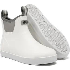 Women's Deck Boots, Waterproof Ankle Rain Boots with Anti-Slip Traction, Rubber Garden & Fishing Boots for Boating, Camping, Farming & Outdoor Work Footwear Girl Walking Shoes Black Onyx