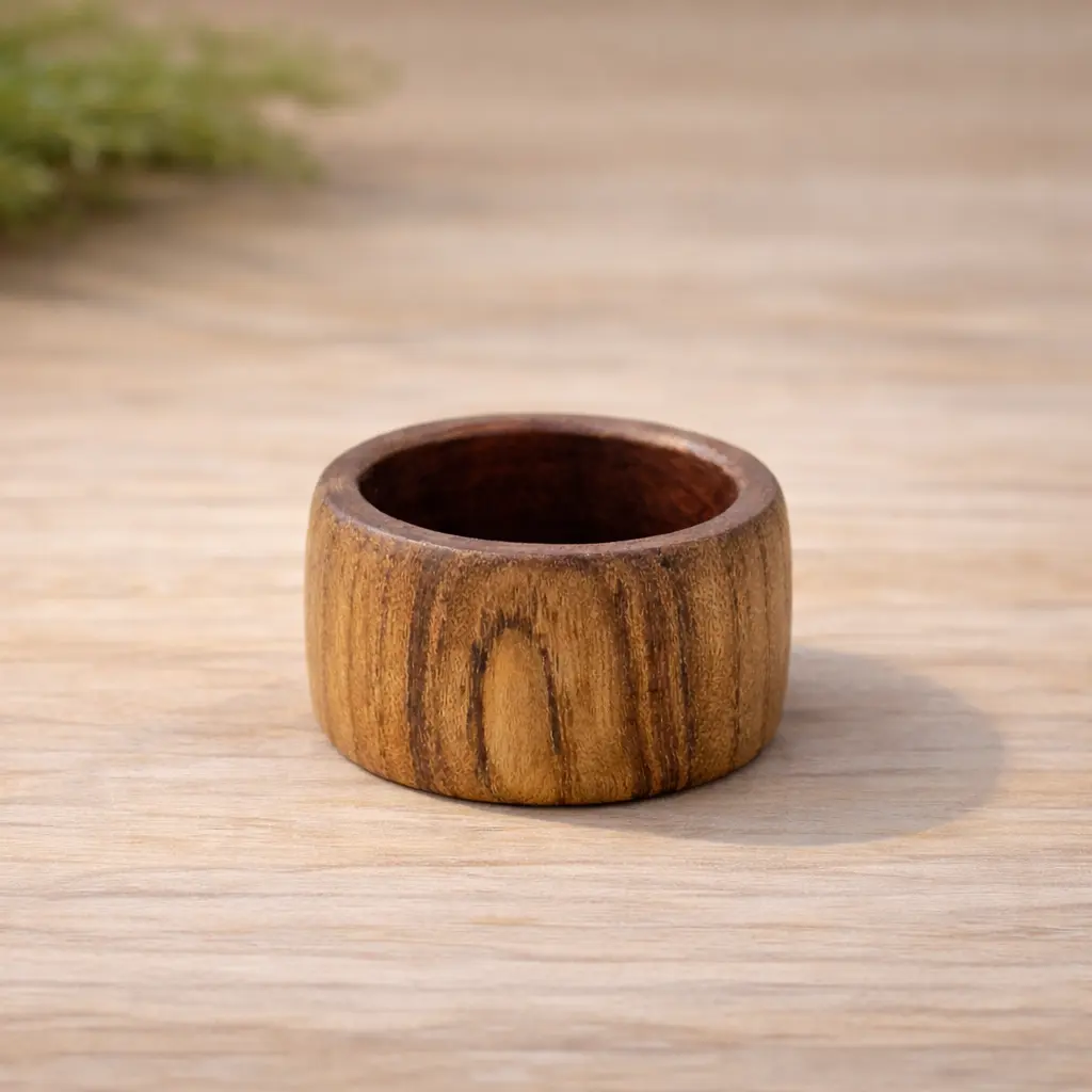 Walnut Wood Ring – Natural Handmade Wide Band