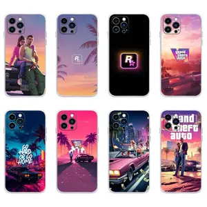 GTA 6 Game Grand Theft Auto Phone Cases For iPhone 17 Promax Pro Air 16 Plus 15 14 13 12 11 Transparent Soft Shockproof Protective Cover Gift For Birthday Christmas Halloween