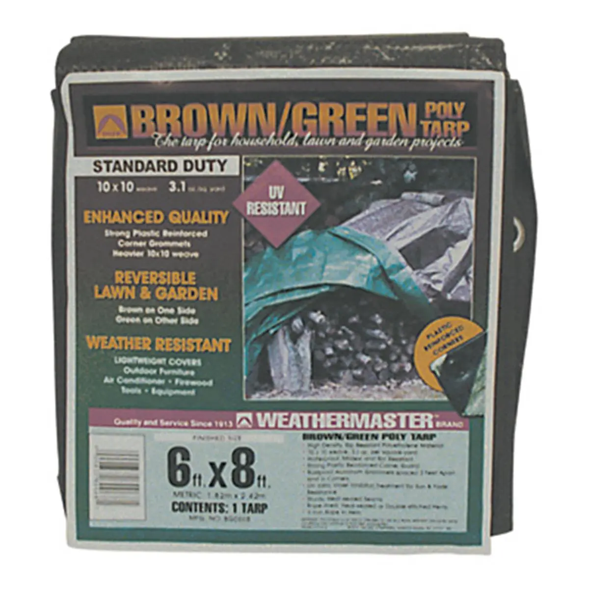 Dize Reversible Poly Tarp - Brown & Green, 6x8 ft, Model BG0608, Anti-Ultraviolet Heavy-Duty Polyethylene Tent Tarps, Wear-Resistant for Hiking, Anti-Ultraviolet Tent Tarps