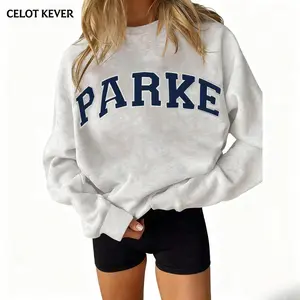 CELOT KEVER Women's Autumn Winter Printed Sweatshirt Round Neck Pullover Long Sleeve Outerwear Casual Cotton Comfy Fit Fabric Womenswear Style Collars