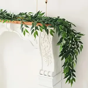 2pcs Simulation Elaeagnus Angustifolia Wicker Garland, Rattan Hanging Decor, Indoor/outdoor Wall Decoration, Wedding & Beach Party Decor Design, Home Decor Ornament, Greenery Decoration, Party Decoration Supplies
