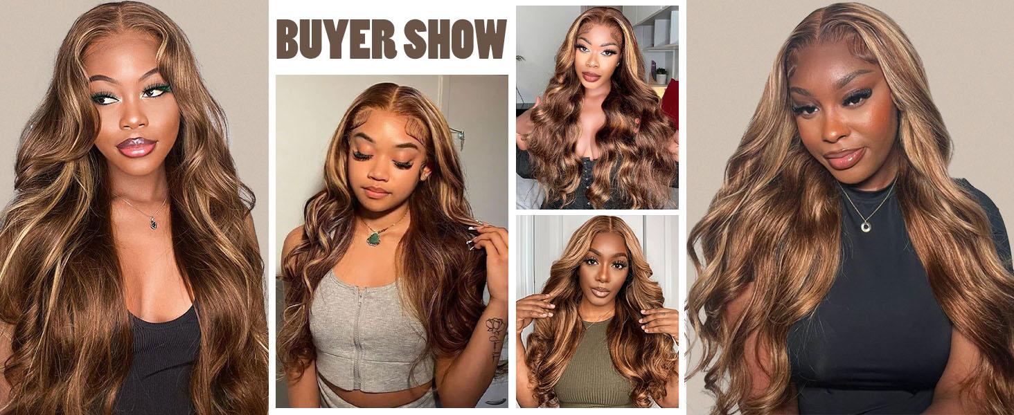 Tuneful Ombre 13x6 Lace Front Wig Human Hair Body Wave Lace Front Highlight Hair Wigs Honey Blonde Wig Pre Plucked for Black Women