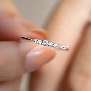 Mini Zircon Open Ring for Women Adjustable Jewelry Gift