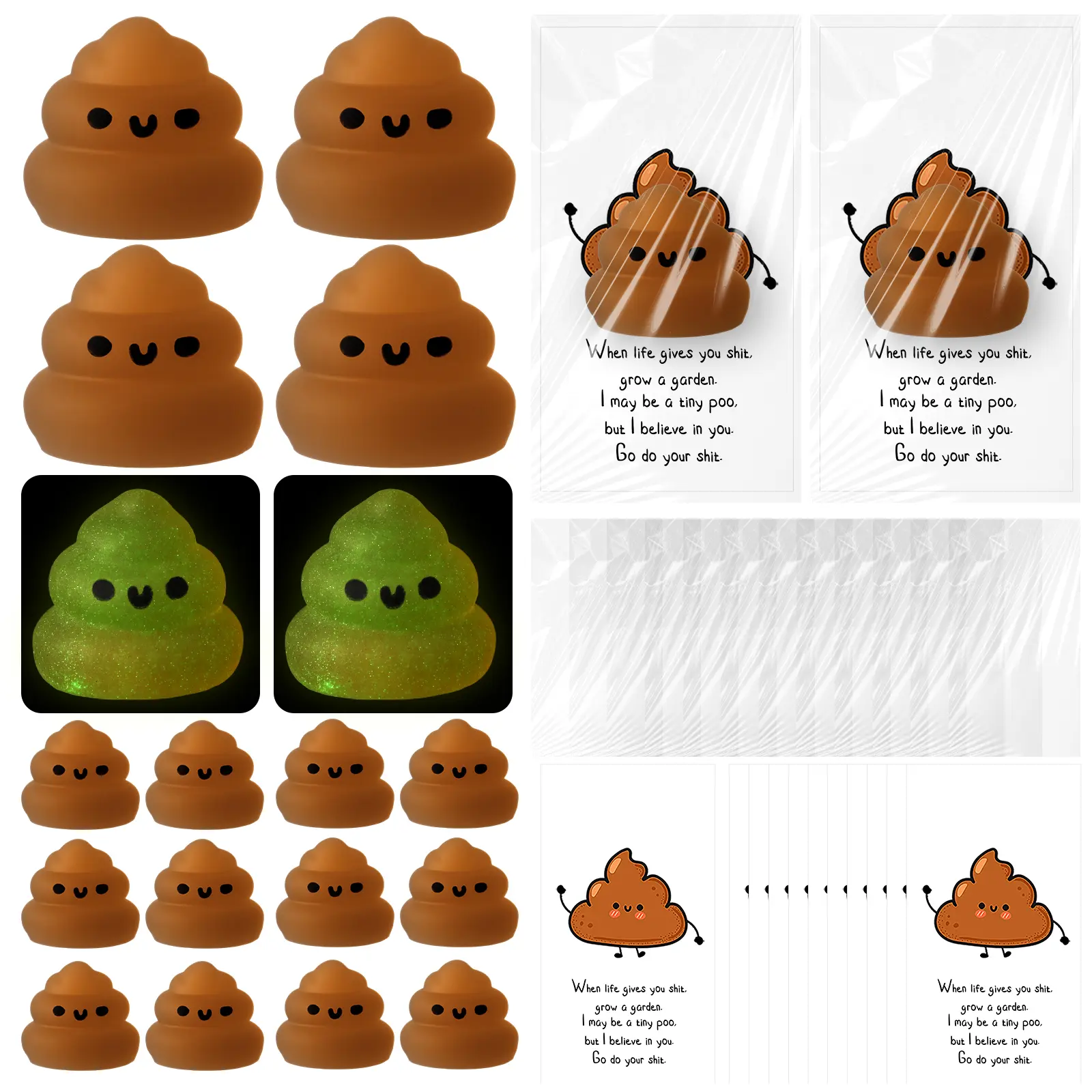 30 Pcs Graduation Mini Poop Stress Balls Gifts Bulk with Inspirational Card  Emotional Luminous Stress Relief Cute Inspirational Squeeze Ball for Coworker Nurse Friend Stress Balls Funny Employee Appreciation Gifts Kawaii Squishies