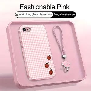 Cute Ladybug Phone Case – Polka Dot & Gingham Aesthetic Bug Art Cover for iPhone 8 | Kawaii Red Ladybird Pattern Case, Soft Girly Cottagecore Gift for Her—975