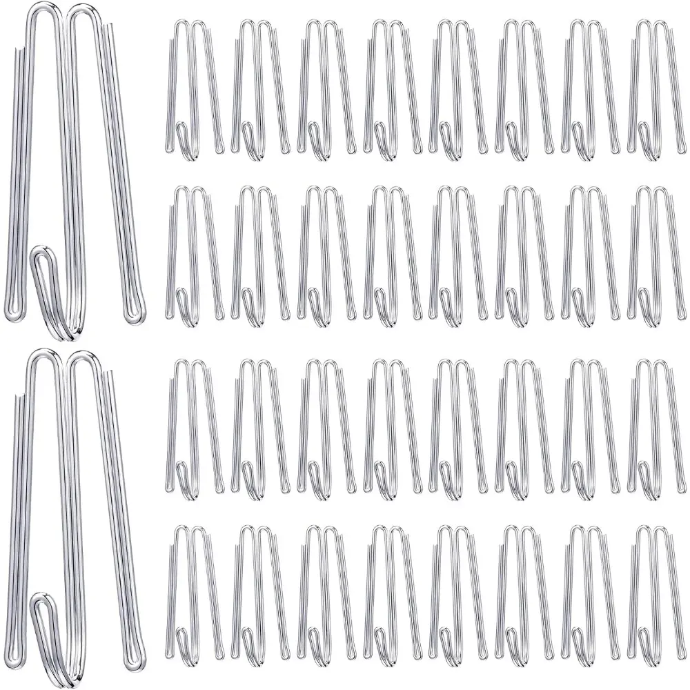 Stainless Steel W-Shaped Pinch Pleat Hooks - 4-Prong Corrosion Proof Curtain Clips, 5.5cm Drapery Fixer & Pins, 120 Pcs Pack for Window/Shower Curtains