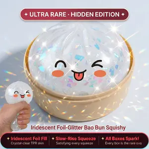 Viral Dumpling Squishy ULTRA RARE Iridescent Glitter Hidden Edition | Dumpling Squishies Squishy Dumpling Slow Rise Anxiety Relief Soft TPR Squeeze Ball Fidget Toy Sensory ASMR Kawaii Gift