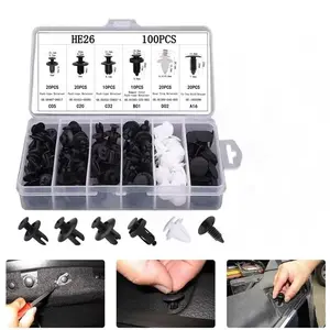 200PCS Car Bumper Retainer Clips, Automotive Body Trim Fixed Clip, Auto Door Panel Push Pin, Universal Vehicle Plastic Rivets Kit with Storage Box