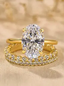 3 Pcs/set Classical Cubic Zirconia Elegant Ring For Women For Wedding Anniversary Party Jewelry, Wedding Rings