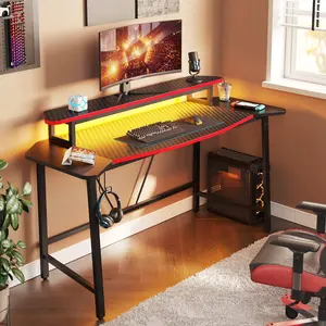 New Gaming Desk Gaming Table Led Lights Monitor Stand Cup Holder computer case