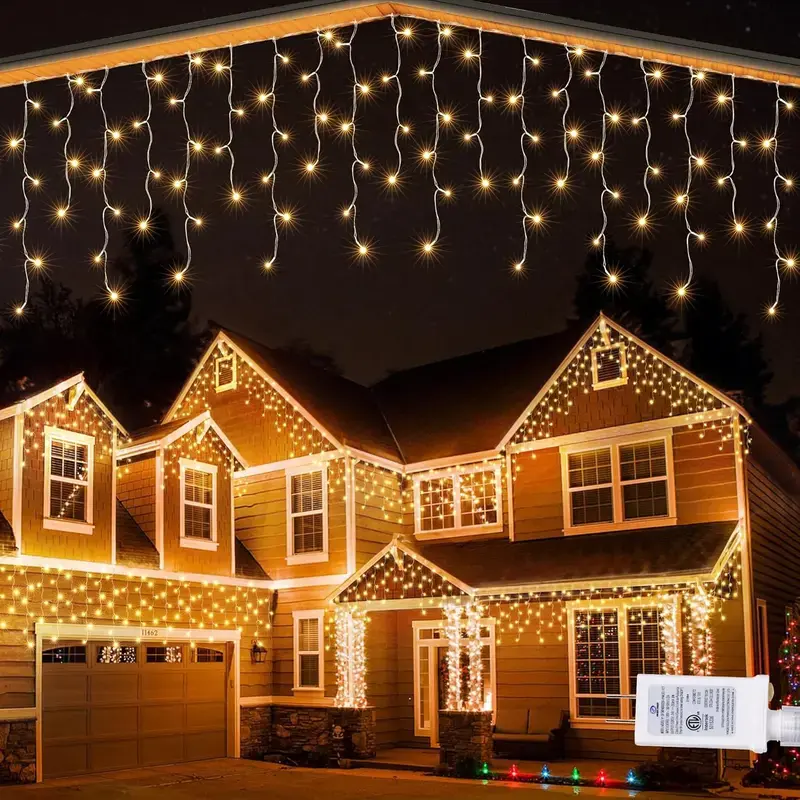 Christmas Icicle Lights - 400LED 8 Modes Waterproof Christmas Lights Connectable with Timer for Holiday, Wedding Party, Eaves, Christmas Decorations